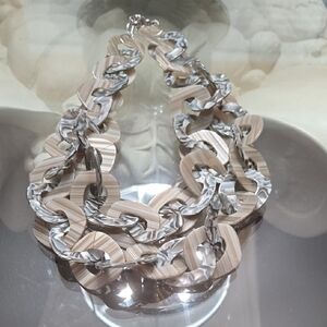 Elegant Tan and Gray Chain Necklace